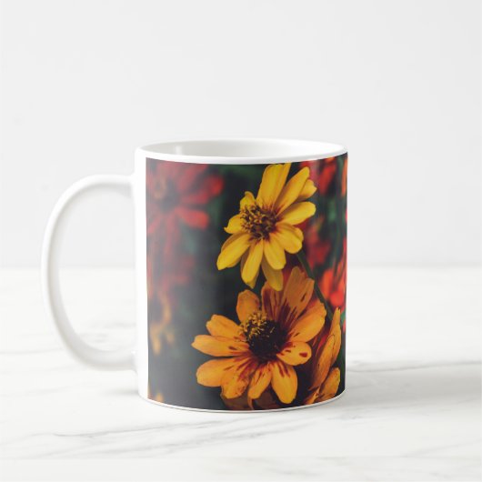 Classic Mug Yellow Orange Daisy Floral Botanical コーヒーマグカップ (左)