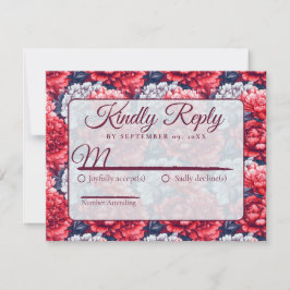 Classic Nature Peonies Flower Autumn Wedding  出欠カード