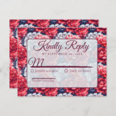 Classic Nature Peonies Flower Autumn Wedding  出欠カード (正面/裏面)