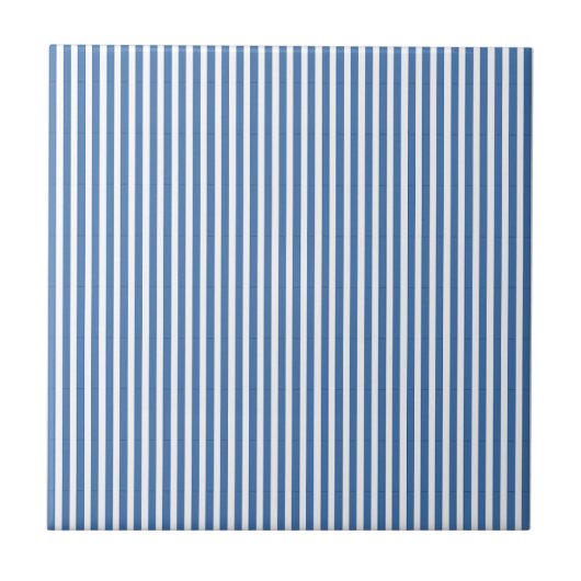 Classic Nautical Blue and White Ticking Stripe タイル (正面)