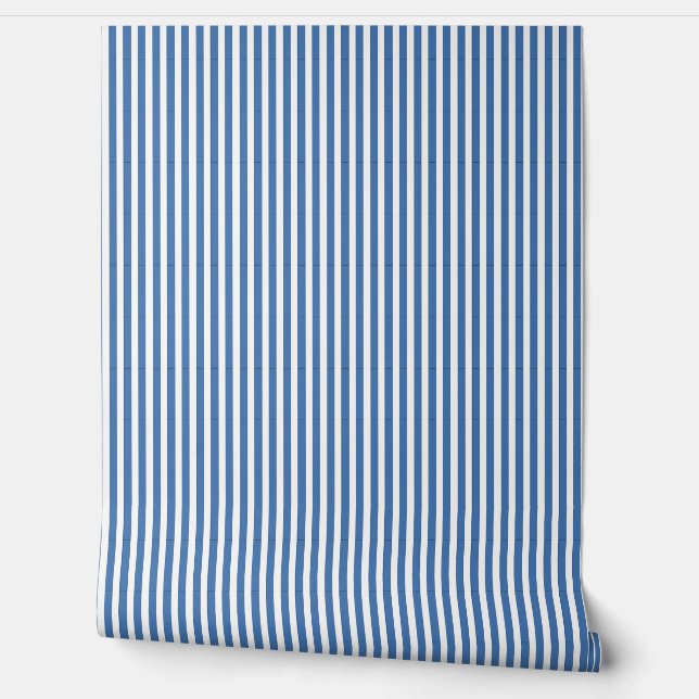 Classic Nautical Blue and White Ticking Stripe 壁紙 (ほどく)