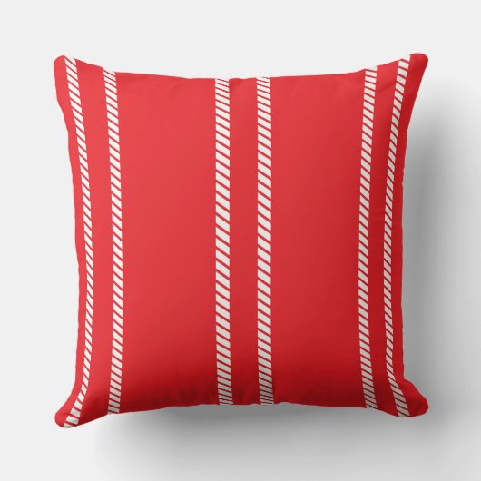 Classic Nautical Red with Stripes Throw Pillow クッション (裏面)
