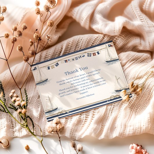 Classic Nautical Sailboat Birthday サンキューカード