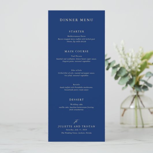 Classic Navy and Cream Elegant Wedding メニュー (スタンド正面)