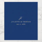 Classic Navy and Cream Elegant Wedding ワインラベル (シングルラベル)