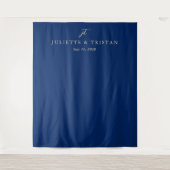 Classic Navy and Cream Elegant Wedding Backdrop タペストリー (正面)