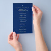 Classic Navy and Cream Elegant Wedding Program チラシ (ハンドル)