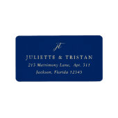 Classic Navy and Cream Wedding Return Address ラベル (正面)