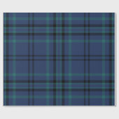 Classic Navy and Green Tartan Christmas ラッピングペーパー (フラット)