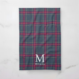 Classic Navy and Red Tartan Plaid Christmas キッチンタオル