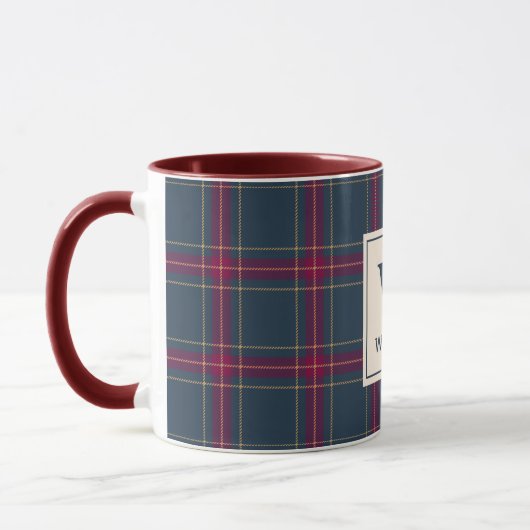 Classic Navy and Red Tartan Plaid Christmas マグカップ (左)