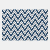 Classic Navy Blue and Gray Geometric Stripes ラッピングペーパーシート (正面2)