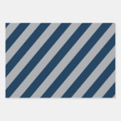 Classic Navy Blue and Gray Geometric Stripes ラッピングペーパーシート (正面)