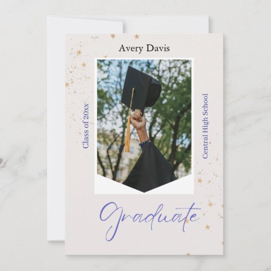 Classic Navy Blue and White Formal Bordered 招待状 (正面)