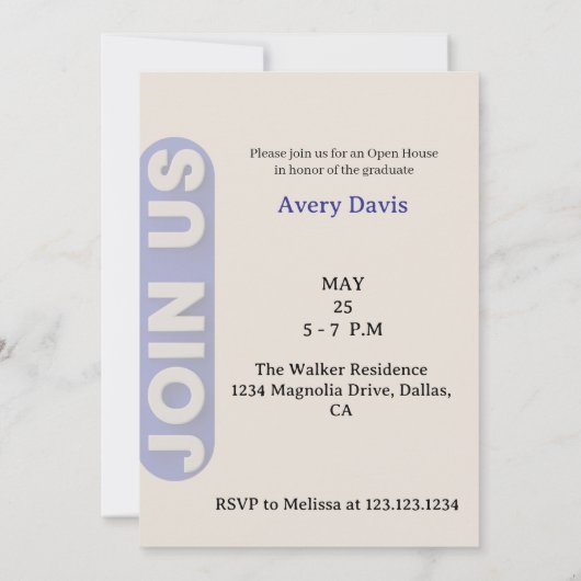 Classic Navy Blue and White Formal Bordered 招待状 (裏面)