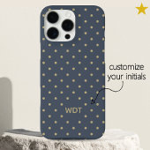 Classic Navy Blue Custom Monogram Polka Dot  Case-Mate iPhoneケース