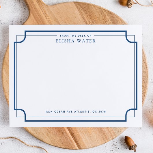 Classic Navy Blue Frame Stationery ノートカード