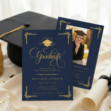 Classic Navy Blue Gold Graduation