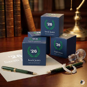 Classic Navy Blue & Green Laurel Wreath Graduation フェイバーボックス