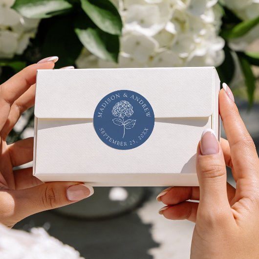 Classic Navy Blue Hydrangea Wedding ラウンドシール