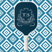 Classic Navy Blue Monogram Custom Initial Crest ピックルボールラケット