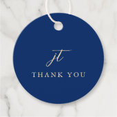 Classic Navy Blue Monogram Elegant Wedding フェイバータグ (正面)