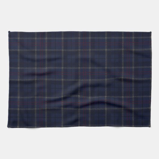 Classic Navy Blue Plaid Christmas キッチンタオル (横)