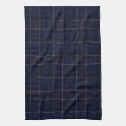 Classic Navy Blue Plaid Christmas キッチンタオル (縦)
