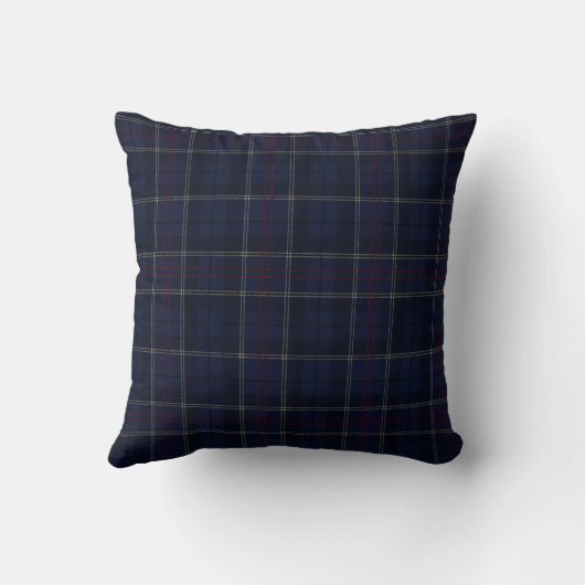 Classic Navy Blue Plaid Christmas クッション (裏面)