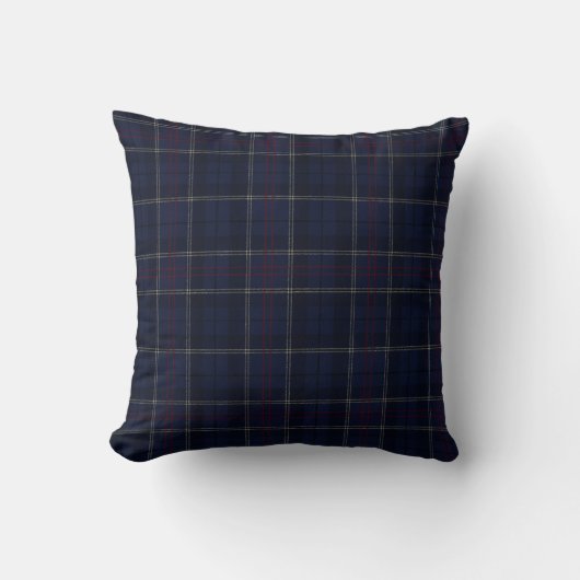 Classic Navy Blue Plaid Christmas クッション (正面)