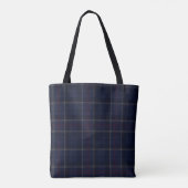 Classic Navy Blue Plaid Christmas トートバッグ (裏面)