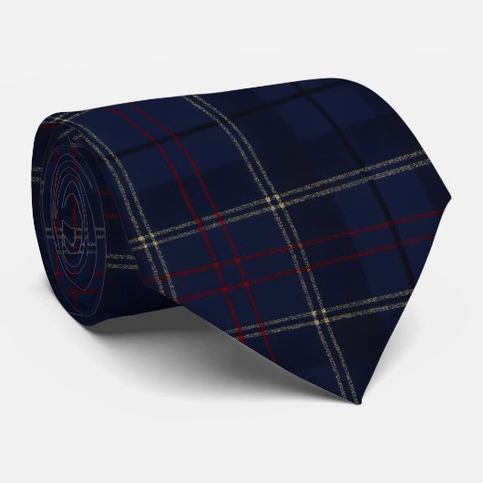 Classic Navy Blue Plaid Christmas ネクタイ (ロール)