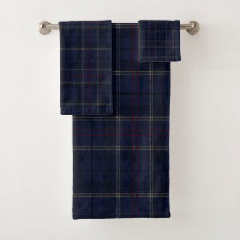 Classic Navy Blue Plaid Christmas バスタオルセット
