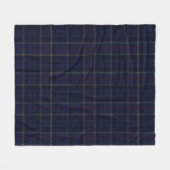Classic Navy Blue Plaid Christmas フリースブランケット (正面(横))
