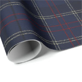 Classic Navy Blue Plaid Christmas ラッピングペーパー (ロールコーナー)