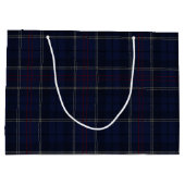 Classic Navy Blue Plaid Christmas ラージペーパーバッグ (裏面)