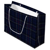 Classic Navy Blue Plaid Christmas ラージペーパーバッグ (正面アングル)