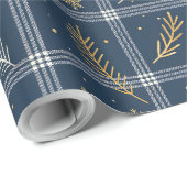 Classic Navy Blue Plaid Christmas Wrapping Paper ラッピングペーパー (ロールコーナー)