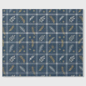 Classic Navy Blue Plaid Christmas Wrapping Paper ラッピングペーパー (フラット)