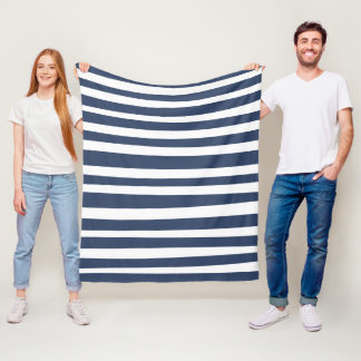 Classic Navy Blue Stripes | Timeless Nautical  フリースブランケット