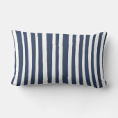 Classic Navy Blue Stripes | Timeless Nautical  ランバークッション (裏面)
