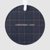 Classic Navy Blue Tartan Plaid Pet Dog Photo オーナメント (裏面)