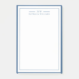 Classic Navy Blue Two Border Monogram Lined ポストイット