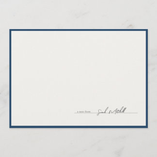 Classic Navy Border Personalized Script ノートカード