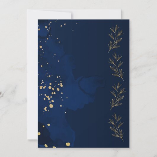 Classic Navy Floral Wedding Invite Template 招待状 (裏面)