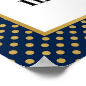 Classic Navy & Gold Polka Dot Frame Photo ポスター (角)