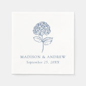 Classic Navy Hydrangea Wedding スタンダードカクテルナプキン (正面)