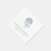 Classic Navy Hydrangea Wedding スタンダードカクテルナプキン (角)