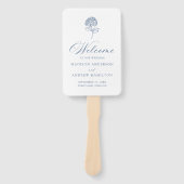 Classic Navy Hydrangea Wedding Program ハンドファン (正面)
