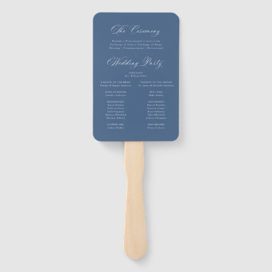 Classic Navy Hydrangea Wedding Program ハンドファン (裏面)